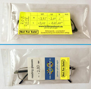 Glasses in zip-lock bags